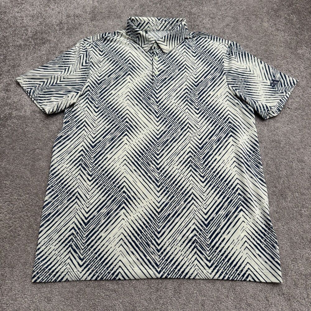 Adidas Ultimate365 Allover Print Golf Polo Shirt Mens L White Geometric Stretch